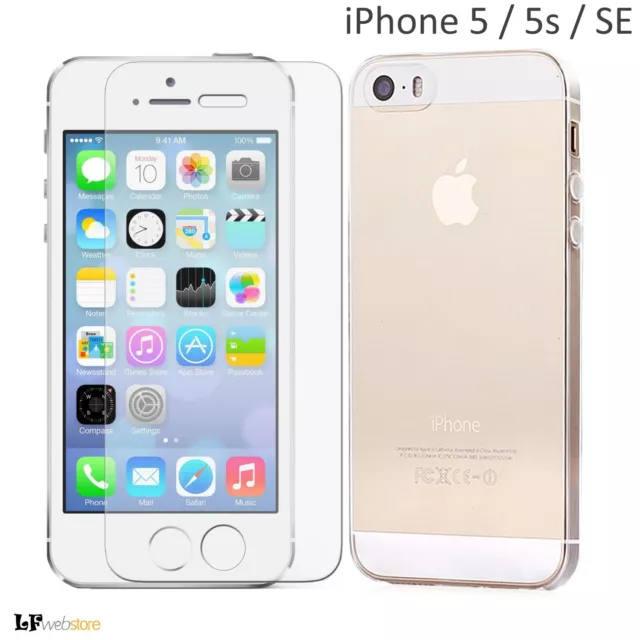 PELLICOLA IN VETRO TEMPERATO + COVER ULTRASLIM per APPLE IPHONE 5 5S SE - POSTA1