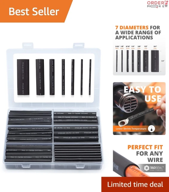 Marine Grade Heat Shrink Tubing Kit - 3:1 Adhesive Lined - Waterproof - 180 PCS