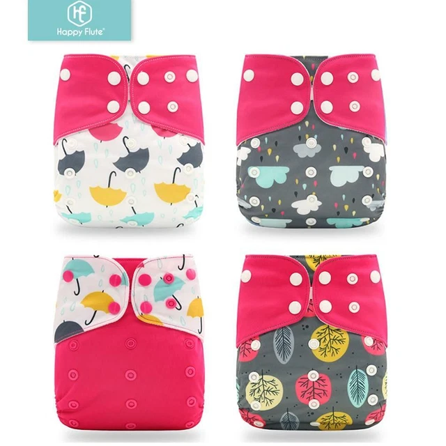 Happyflute Reusable and Washable Eco-Friendly Cloth Nappy Baby Diapers 4pc/set