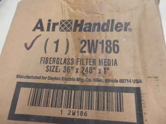 Air Handler 2W186 36 In X 20 Ft X 1 In Fiberglass Air Filter Roll  Free Shipping