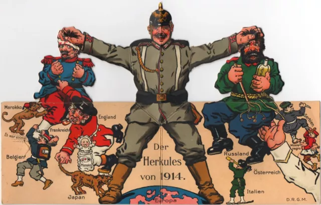 Klappkarte Militär "der Herkules von 1914" / Die größte Weltsensation gute Erh.