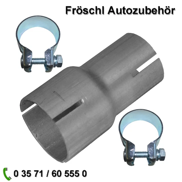 Aufweitung von 40mm auf 50mm Auspuff Adapter Reduzierung connector 2 Schelle c*