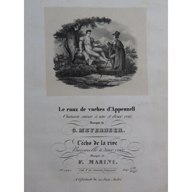 MEYERBEER G. MASINI F. Pièces pour Chant et Piano ca1840