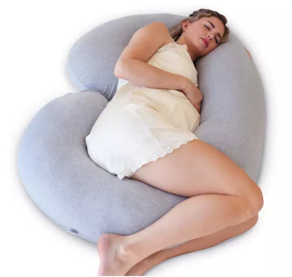 Pharmedoc Pregnancy Pillows, C-Shape Full Body Pillow – Jersey Cover Dark Grey