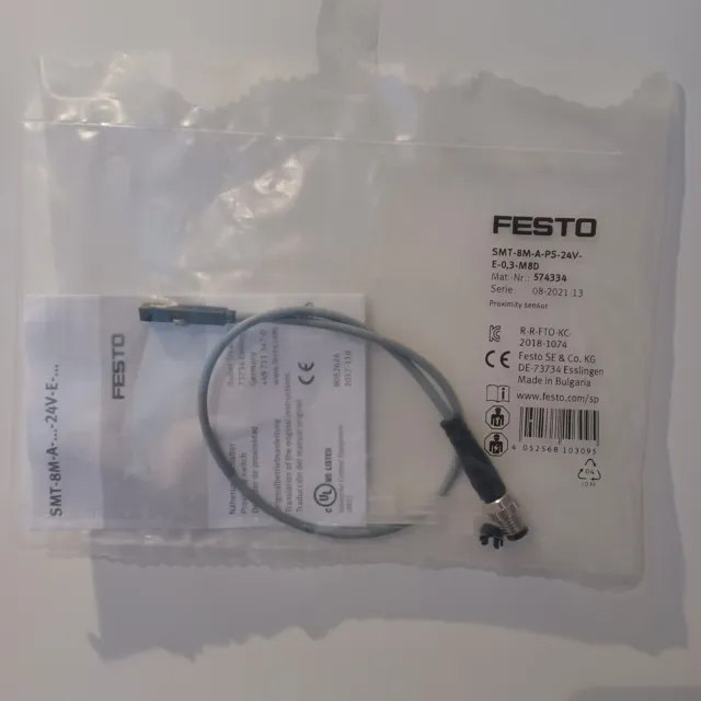 Näherungssensor Festo, 0,3m Kabellänge-SMT-8M-A-PS-24V-E-0,3-M8