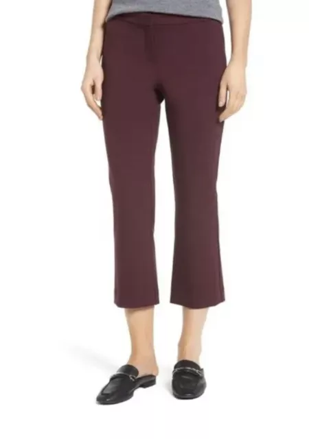 Nordstrom Halogen Kick Flare Burgundy Ponte Knit Ankle Pants Size 8 Petite