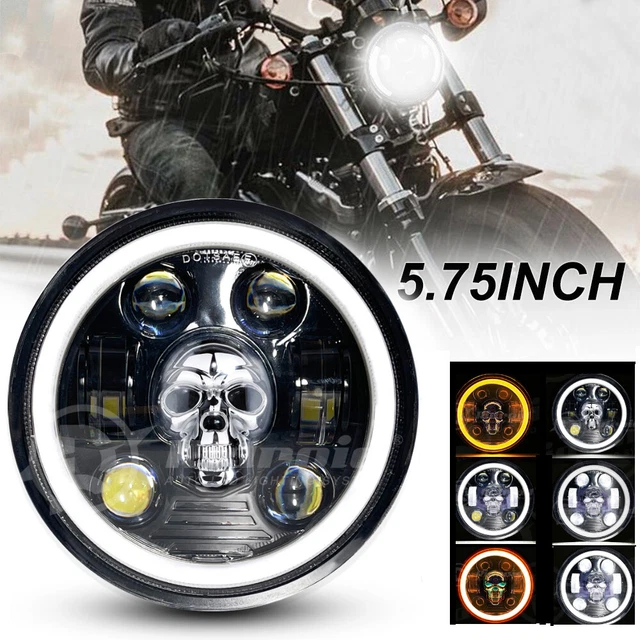 roccs RGB DRL Harley – Faro LED Halo 14,6 cm 5 – 3/10,2 cm Negro Redonda LED Proyector Daymaker linterna frontal con clave remoto inalámbrico driver Para Harley Davidson Motocicleta