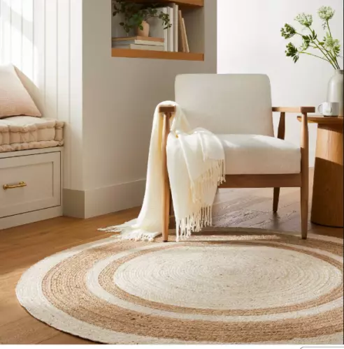 Round Jute Rug Farmhouse 100%  Handmade  & Hand braided Jute Floor Mat & Carpet