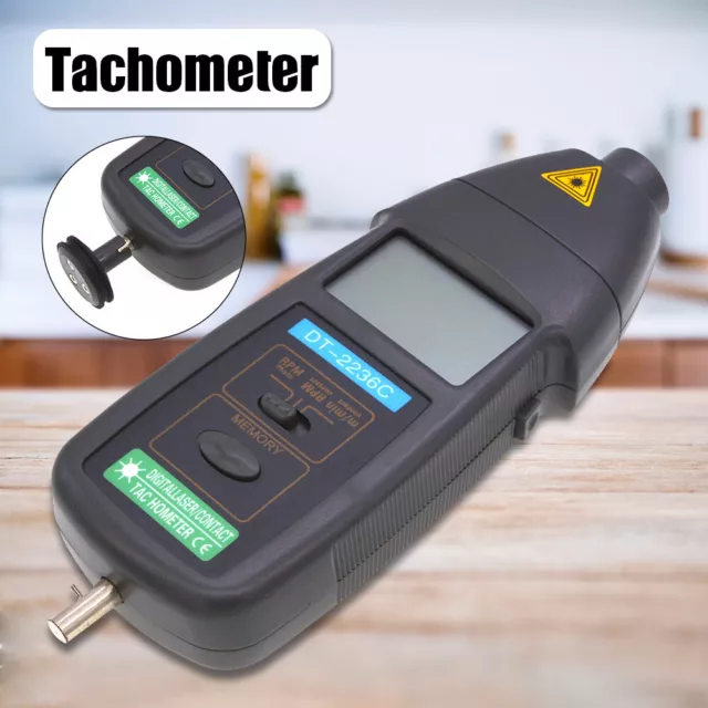 Handheld Digital Optical Tachometer Contact Non-contact Speed Meter Detector AU