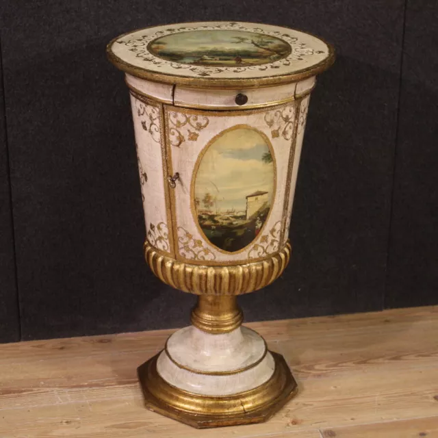Mueble mesita de noche copa pintada mesilla antiguo estilo veneciano 900