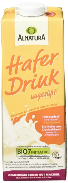 Alnatura Bio Avena Drink non zuccherato senza lattosio vegano 8x 1 litro NUOVO MHD 14/03/2024