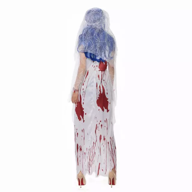 Damen Tot Blutige Zombie Braut Halloween Kostüm Outfit Hochzeit Geist 2