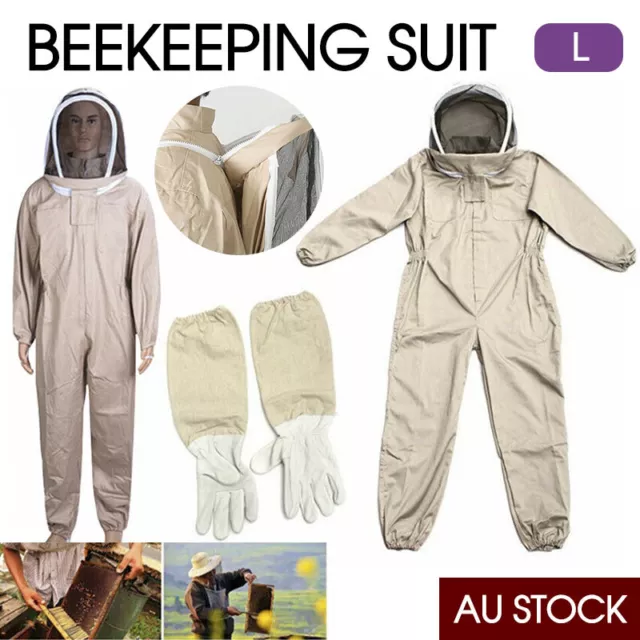 Full Beekeeping Suit Bee Suit Heavy Duty with Leather Ventilated Keeping Gloves