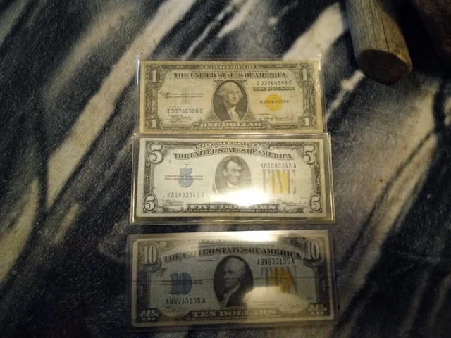 Fr.2307 1934A ..1$,$5,10$ Silver Certificate Yellow Seal "North Africa",  lot
