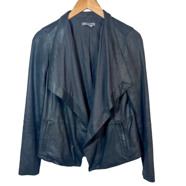 VINCE. Two Tone Suede & Leather Drape Front Jacket, Size S, Small,  VNV135290741
