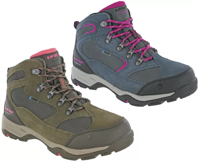 Hi-Tec Storm Walking Boots Womens Waterproof Hiking Outdoor Leather Mesh Lace