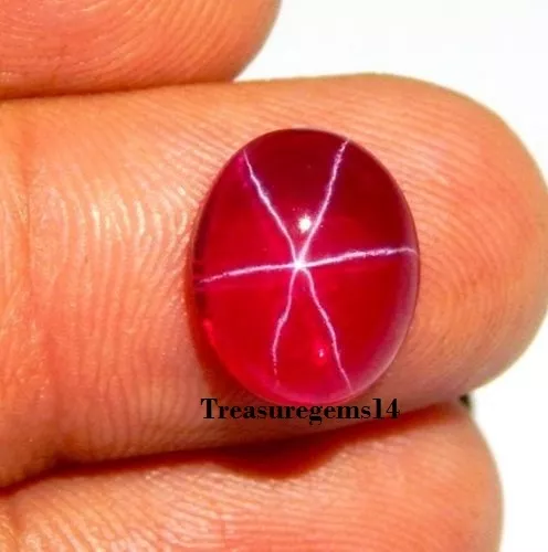 7.00 Ct Natural Ruby Sapphire Star 6 Buds Oval Cabochon Ring Size Loose Gemstone
