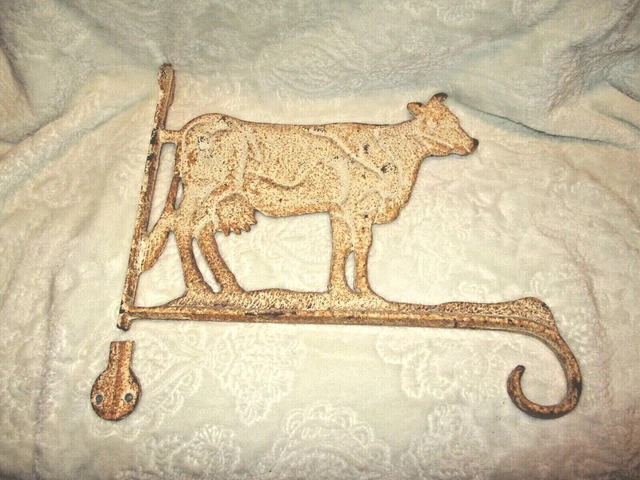 Vintage~Cow Decor~Rustic~Cast Iron~Outside Decor~Wall/Post Mount~1980's