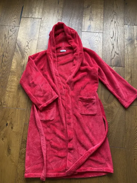 The Little White Company- boys/girls red hooded robe. 11-12 y. Used.
