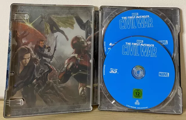 Marvel The First Avenger Civil War 2D & 3D Limited Steelbook Blu-ray  Iron Man 3