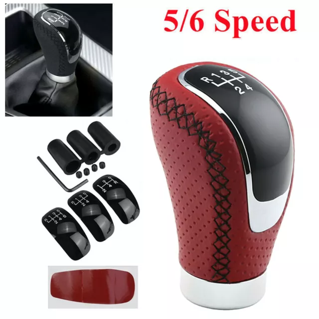 Universal Leather Car Manual Gear Stick Shift Knob Shifter Lever Head 5/6 Speed#