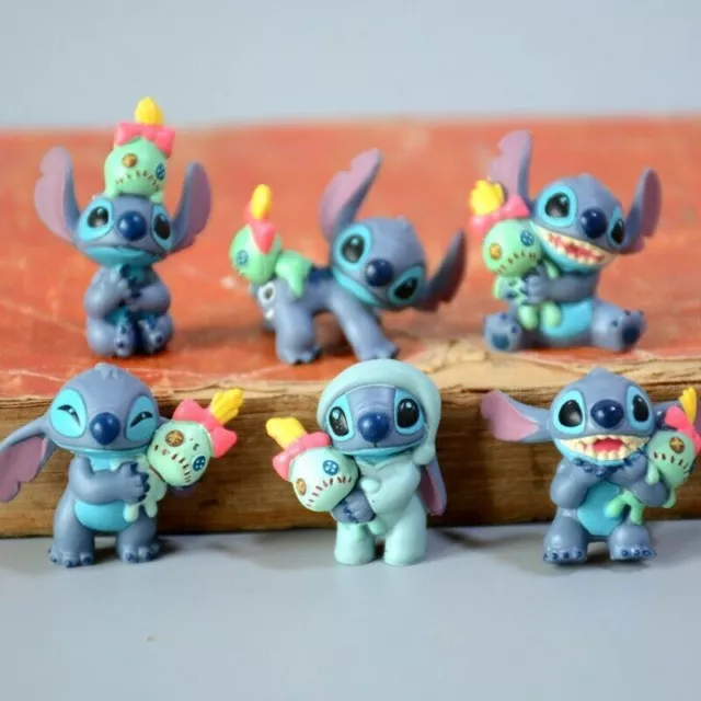 6pcs Disney Lilo & Stitch With Scump Figurines Cake Ornament  Kids Xmas Toy 3cm