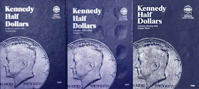 Set of 3 - Whitman Kennedy Half Dollar Coin Folders Number 1-3 1964-2021 Book