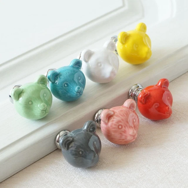 Kitchen Door Knob Dresser Handle Cupboard Pulls Drawer Pulls Ceramic Bear Knobs