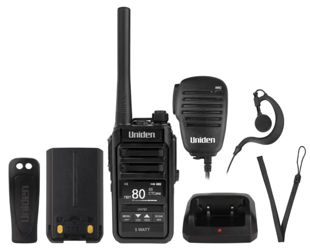 Uniden Uh785 5 Watt Uhf Cb Waterproof Handheld Mobile Radio 17Km Distance Range