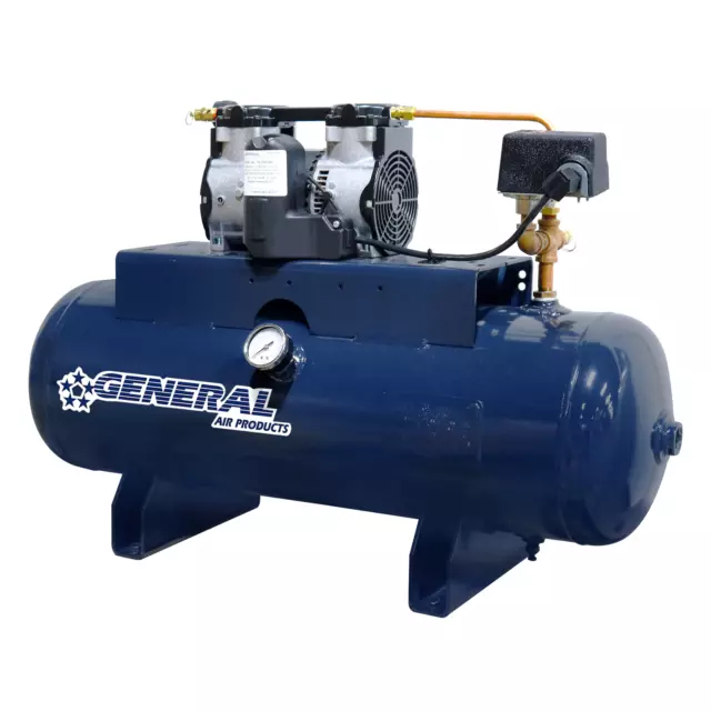 General Air OLT25033AC 1/3 HP Tank Mtd Oil Less Air Compressor STD 250gal