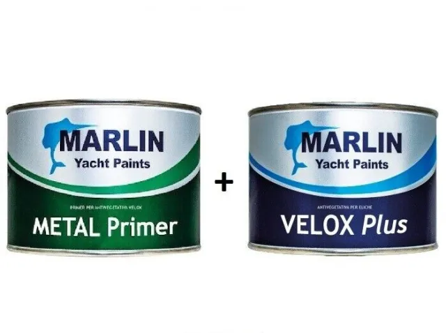 Marlin Velox Plus 0,5 lt + Metal Primer 0,5 lt Kit Antivegetativa assi eliche