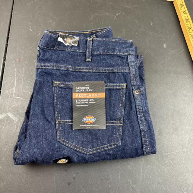 NWT DICKIES MEN'S Regular Fit Straight Leg 5-Pocket Work Blue Jeans ...