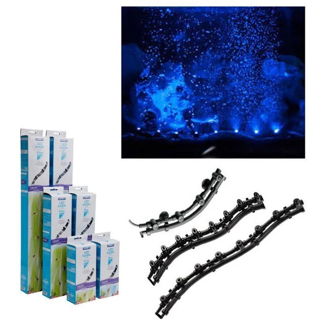 Interpet Led Aquarium Bubble Wand Airstone Wall Fish Tank Blue White Lighting