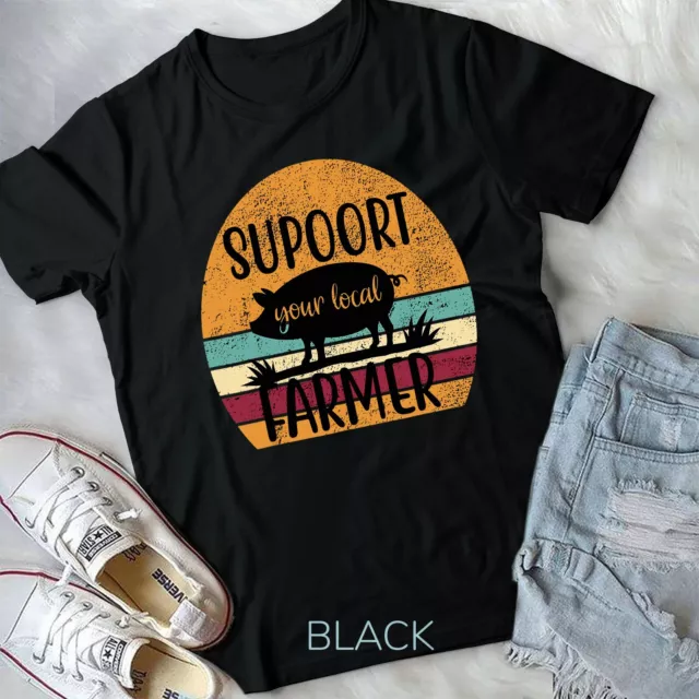 Vintage Farm Pig Farming Support Your Local Farmer Gift T-Shirt Unisex T-shirt