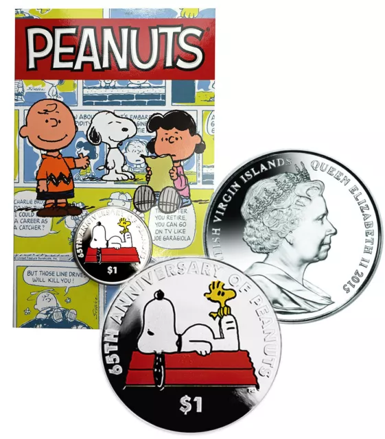 British Virgin Islands $1 2015 Snoopy - 65th anniversary of Peanuts Display Card