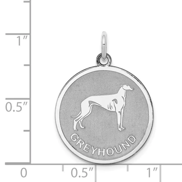 Sterling Silver Laser Etched Greyhound Dog Pendant, 19mm 2