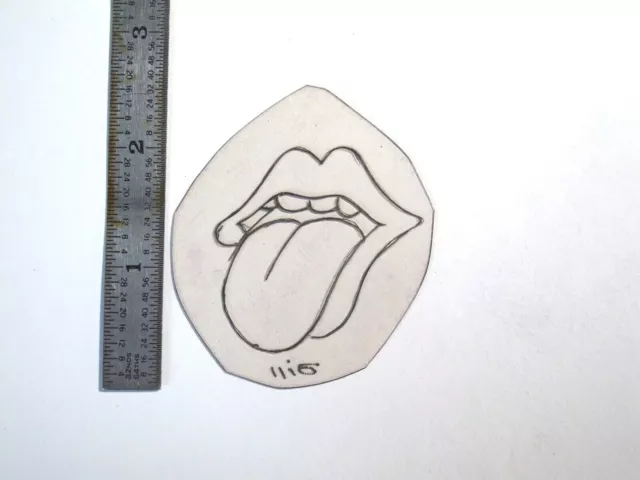 De Colección Años 60 Años 70 Plantilla de Acetato de Tatuato Rolling Stones Boca Firmada PC