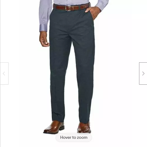 Kirkland Signature Men's Non-Iron Comfort Pants (Mood Indigo Pin Dot,44Wx30L)Nwt