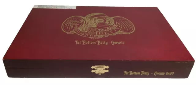Wooden Cigar Box Fat Bottom Betty Gordito 10-1/2”x7-1/4”x1-3/8” EMPTY
