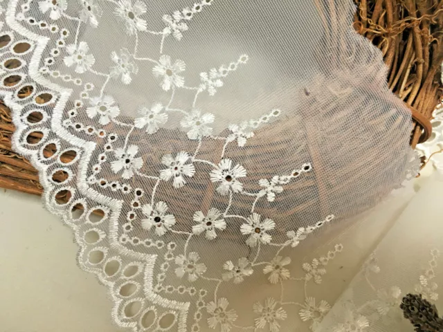 Ivory Tulle Lace Trim 14cm Width Pretty and Dainty Design