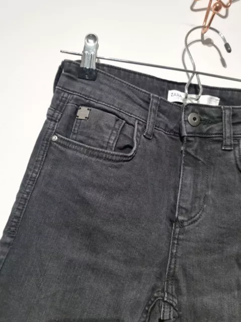 Pantalones de mezclilla ajustados ZARA de altura media EU34 (6) negros nuevos con etiquetas logotipo elásticos 2