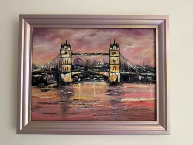 Tower Bridge sunrise original by Olena Sydoruk Ukrainian artist oil on canvas