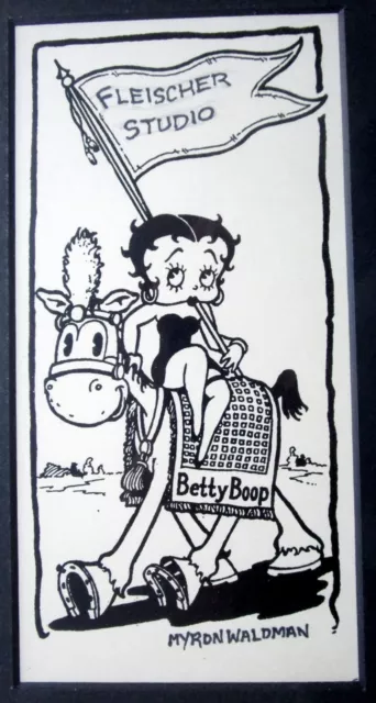 1960's MYRON WALDMAN SIGNED BETTY BOOP FLEISCHER PUBLICITY cel DRAWING PRINT