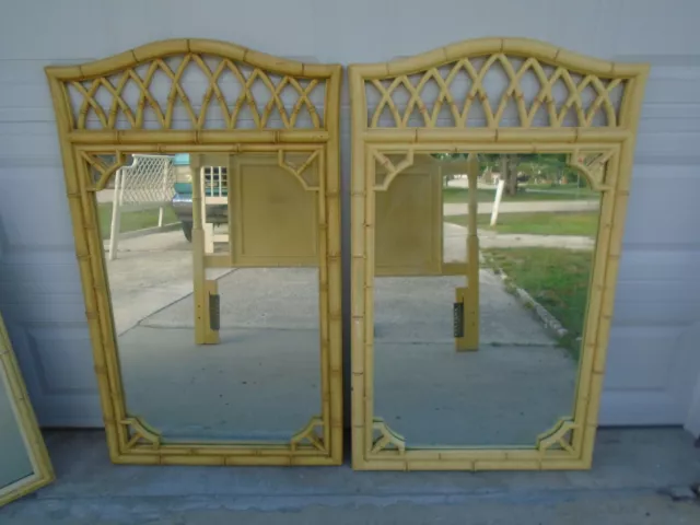 Set 2 Fretwork Mirrors Faux Bamboo  Allegro Chinese Chippendale  Pair Regency