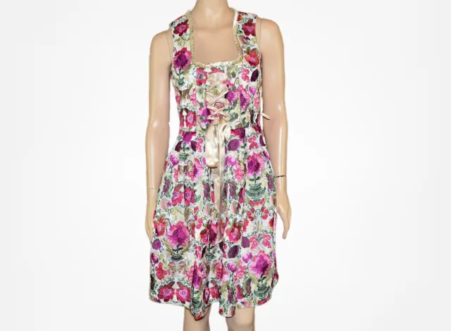 Embroidered dirndl dress Floral sleeveless dress SIZE M