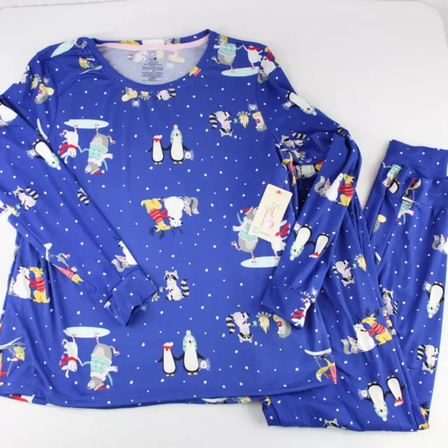 Secret Treasures Sleepwear 2 Piece PJ Set Size S (4-6) Holiday Winter Blue