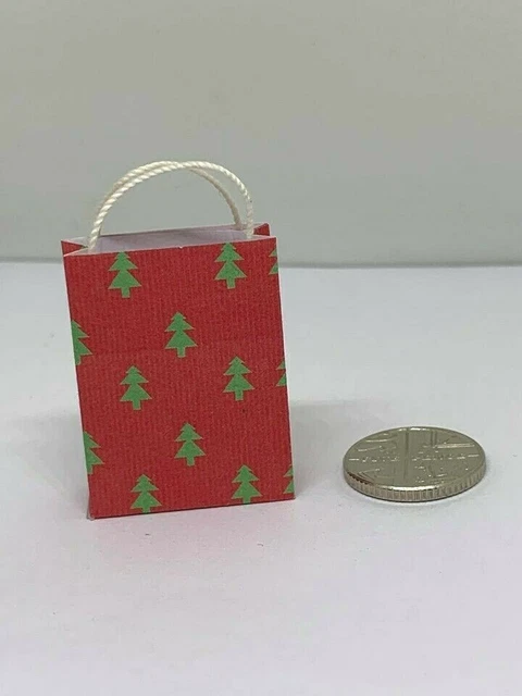 Handmade 1:12th Scale Dolls House Miniature Accessory Gift Bag Christmas Trees 1