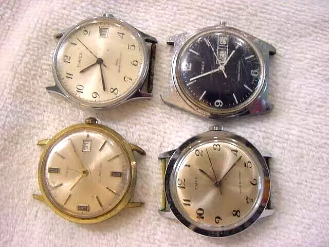 LOT OF 4 Vintage antique TIMEX MECHANICAL AUTOMATIC mens watch watches