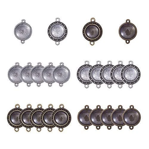 PandaHall Elite 32 Sets 2 Styles tibetischen Stil Legierung Lünette Anhänger ...