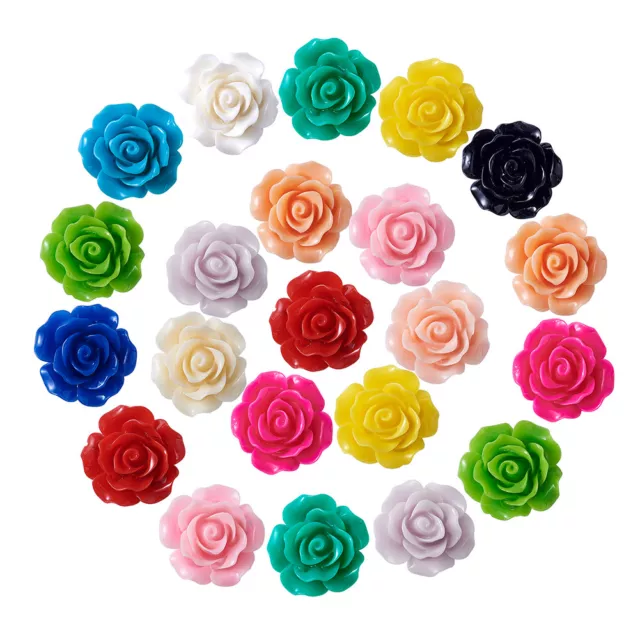 50pcs Flower Resin Beads Findings For DIY Jewelry Making Design 6x4mm hole 1mm
